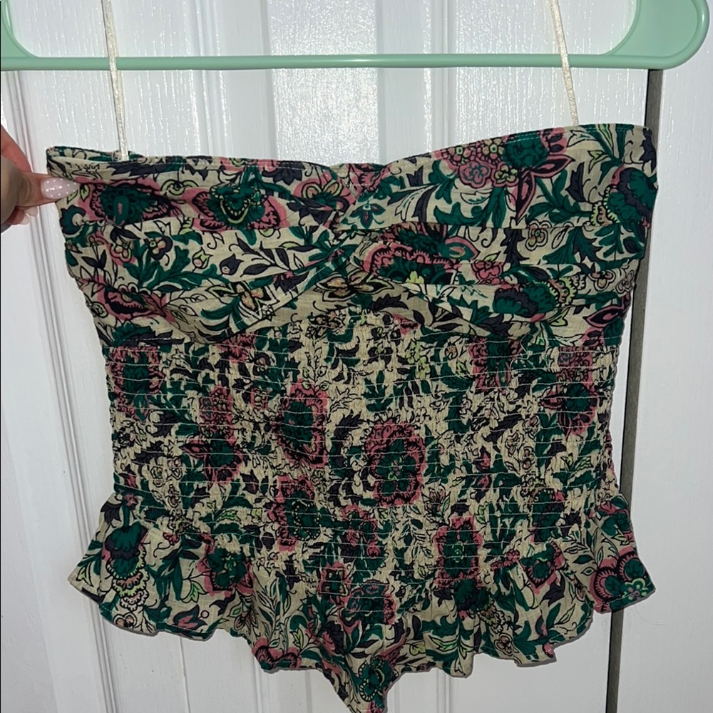 FREE PEOPLE Floral Strapless Top
